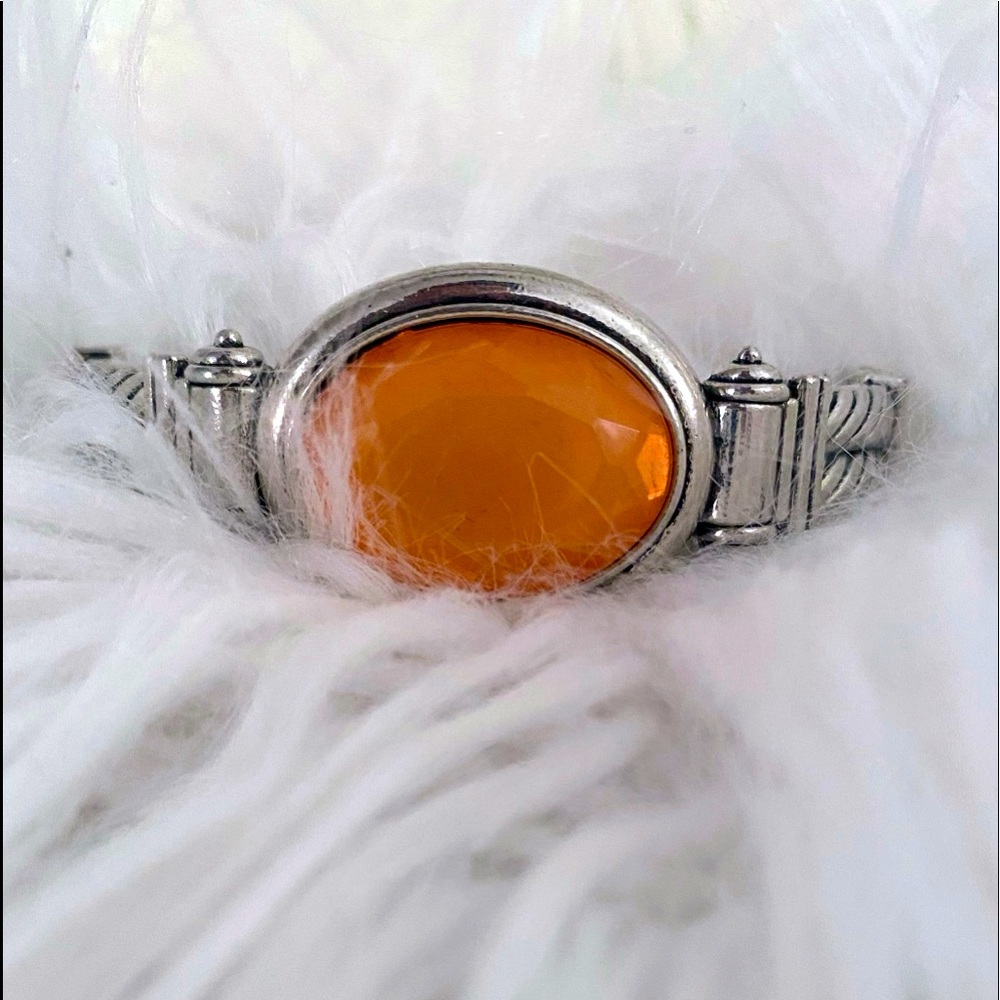 Paparazzi bracelet silver with orange stone